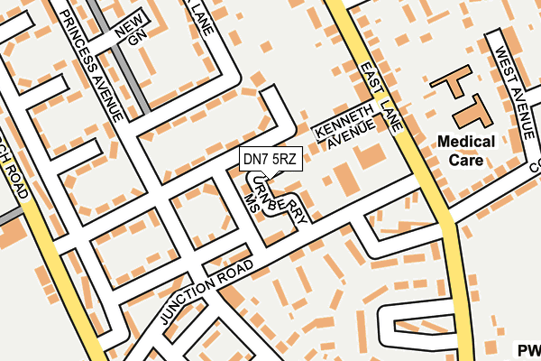 DN7 5RZ map - OS OpenMap – Local (Ordnance Survey)