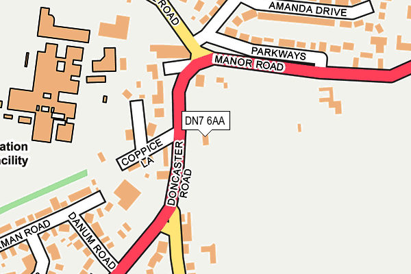 DN7 6AA map - OS OpenMap – Local (Ordnance Survey)