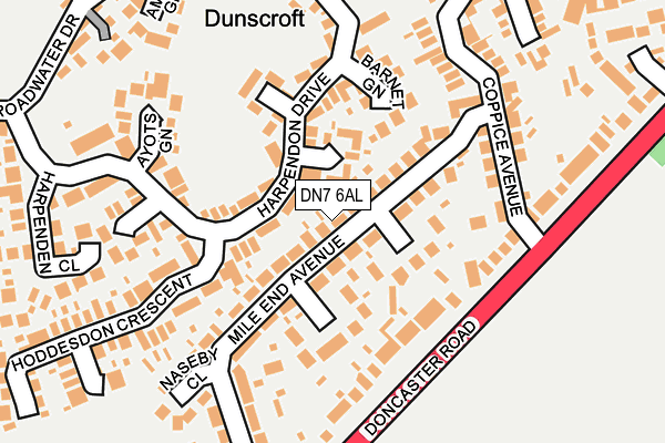 DN7 6AL map - OS OpenMap – Local (Ordnance Survey)