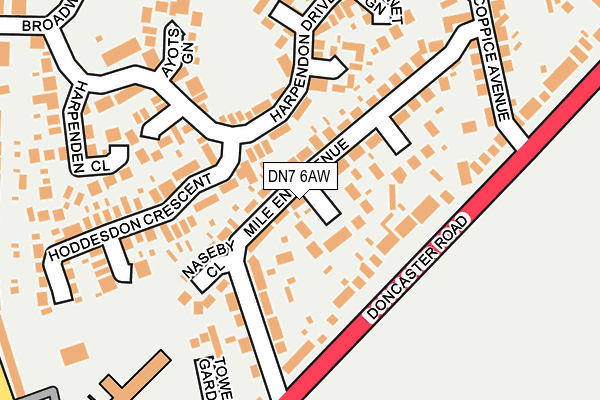 DN7 6AW map - OS OpenMap – Local (Ordnance Survey)