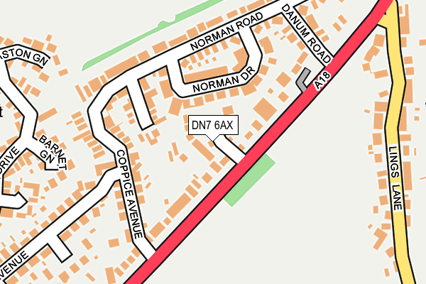 DN7 6AX map - OS OpenMap – Local (Ordnance Survey)