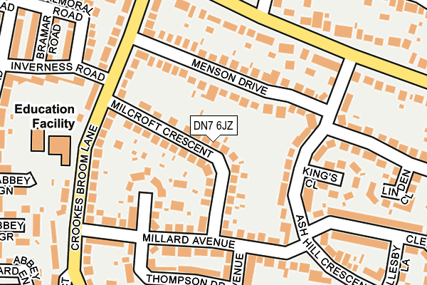 DN7 6JZ map - OS OpenMap – Local (Ordnance Survey)