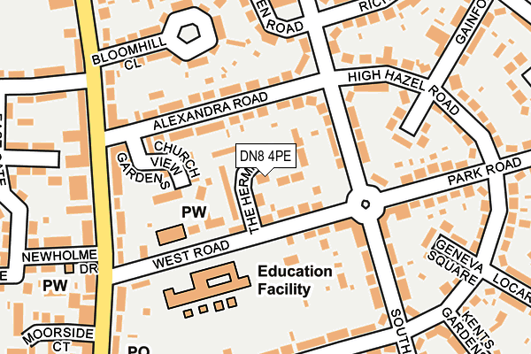 DN8 4PE map - OS OpenMap – Local (Ordnance Survey)