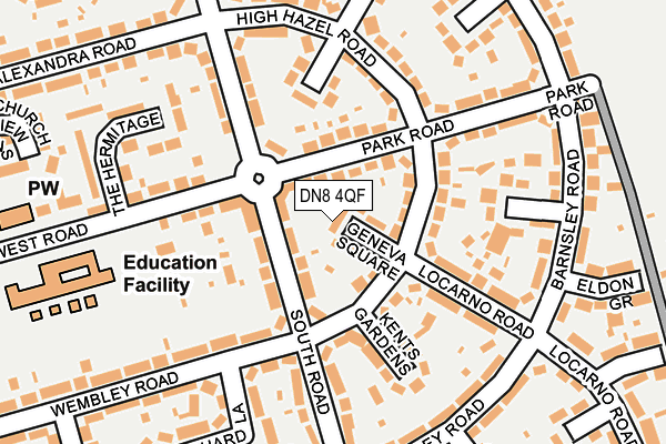 DN8 4QF map - OS OpenMap – Local (Ordnance Survey)