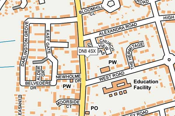DN8 4SX map - OS OpenMap – Local (Ordnance Survey)