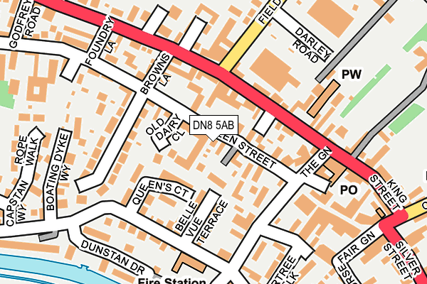 DN8 5AB map - OS OpenMap – Local (Ordnance Survey)