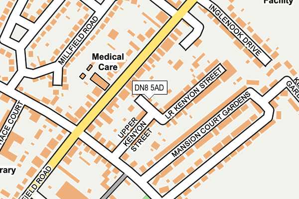DN8 5AD map - OS OpenMap – Local (Ordnance Survey)