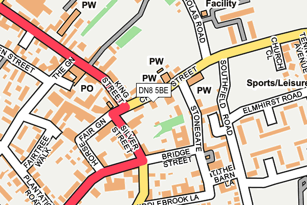DN8 5BE map - OS OpenMap – Local (Ordnance Survey)