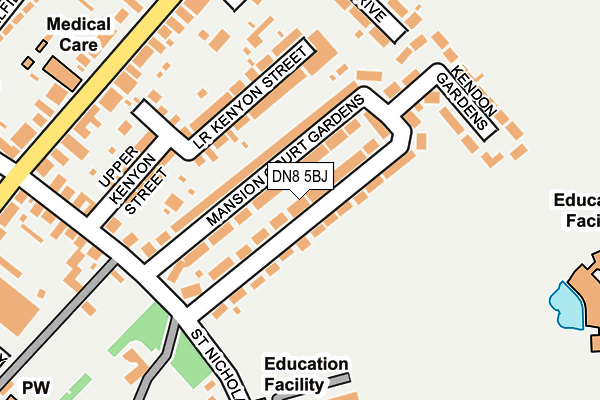 DN8 5BJ map - OS OpenMap – Local (Ordnance Survey)