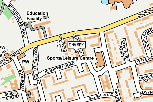 DN8 5BX map - OS OpenMap – Local (Ordnance Survey)