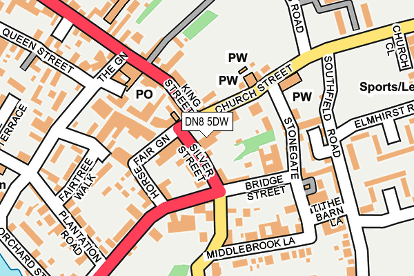 DN8 5DW map - OS OpenMap – Local (Ordnance Survey)