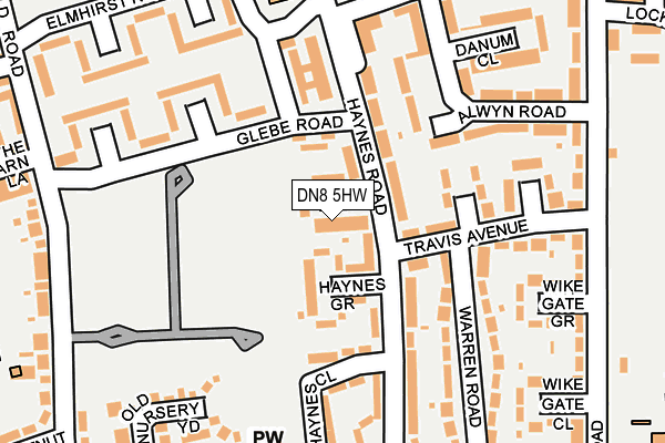 DN8 5HW map - OS OpenMap – Local (Ordnance Survey)