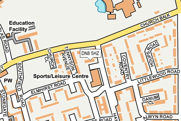 DN8 5HZ map - OS OpenMap – Local (Ordnance Survey)