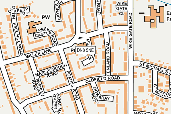 DN8 5NE map - OS OpenMap – Local (Ordnance Survey)