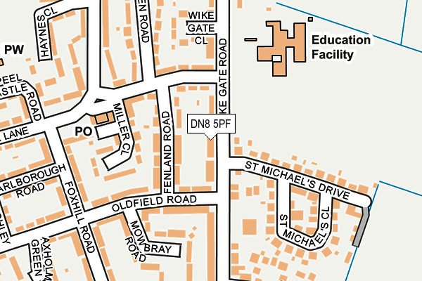 DN8 5PF map - OS OpenMap – Local (Ordnance Survey)