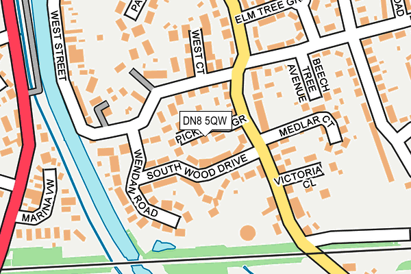 DN8 5QW map - OS OpenMap – Local (Ordnance Survey)