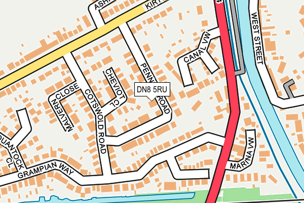 DN8 5RU map - OS OpenMap – Local (Ordnance Survey)