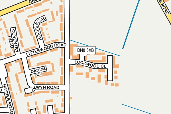 DN8 5XB map - OS OpenMap – Local (Ordnance Survey)