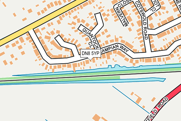 DN8 5YP map - OS OpenMap – Local (Ordnance Survey)