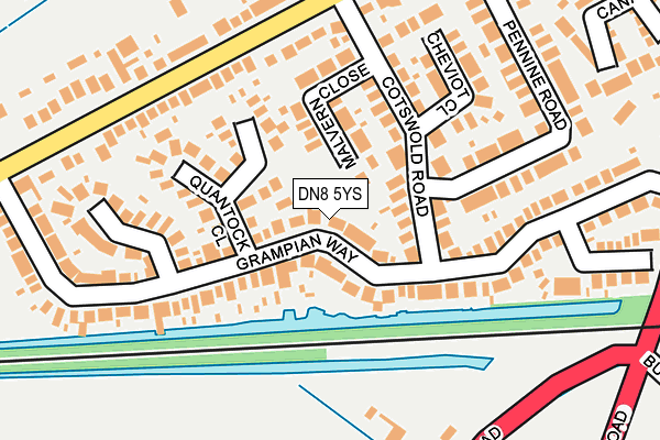 DN8 5YS map - OS OpenMap – Local (Ordnance Survey)