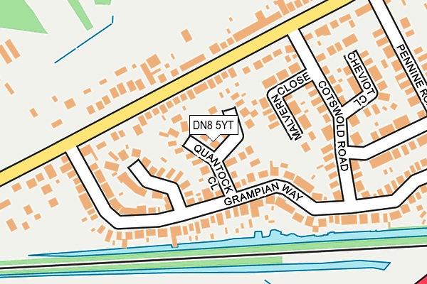 DN8 5YT map - OS OpenMap – Local (Ordnance Survey)