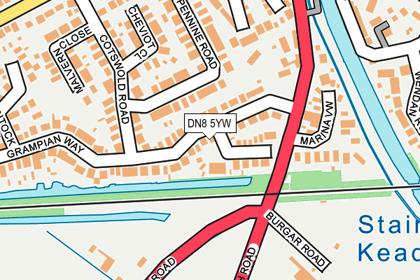 DN8 5YW map - OS OpenMap – Local (Ordnance Survey)