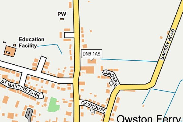 DN9 1AS map - OS OpenMap – Local (Ordnance Survey)
