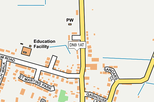 DN9 1AT map - OS OpenMap – Local (Ordnance Survey)