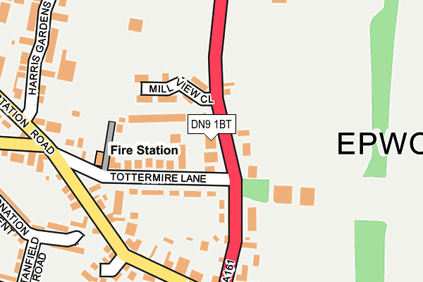 DN9 1BT map - OS OpenMap – Local (Ordnance Survey)