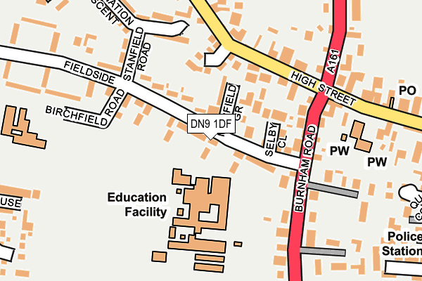 DN9 1DF map - OS OpenMap – Local (Ordnance Survey)