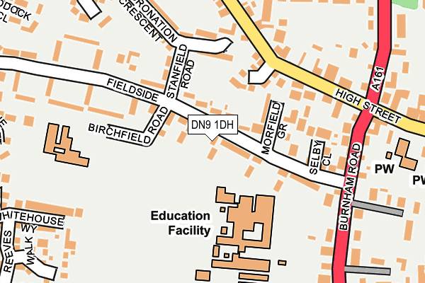 DN9 1DH map - OS OpenMap – Local (Ordnance Survey)