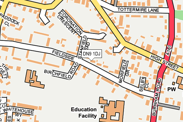 DN9 1DJ map - OS OpenMap – Local (Ordnance Survey)