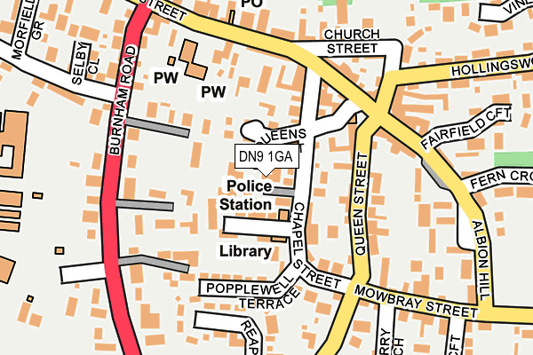 DN9 1GA map - OS OpenMap – Local (Ordnance Survey)