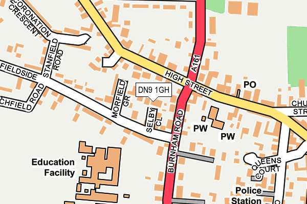 DN9 1GH map - OS OpenMap – Local (Ordnance Survey)