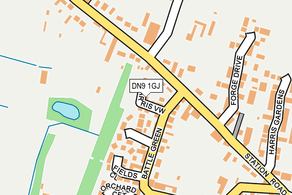 DN9 1GJ map - OS OpenMap – Local (Ordnance Survey)