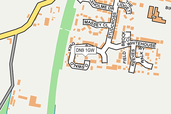 DN9 1GW map - OS OpenMap – Local (Ordnance Survey)
