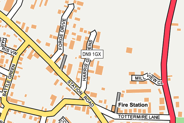 DN9 1GX map - OS OpenMap – Local (Ordnance Survey)
