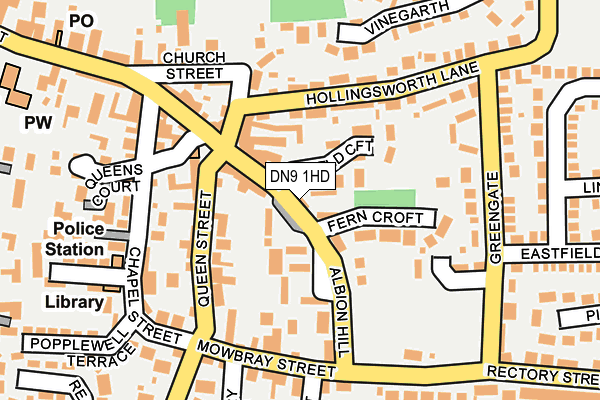DN9 1HD map - OS OpenMap – Local (Ordnance Survey)