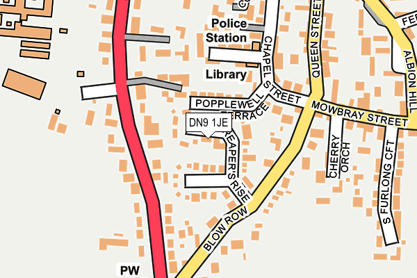 DN9 1JE map - OS OpenMap – Local (Ordnance Survey)