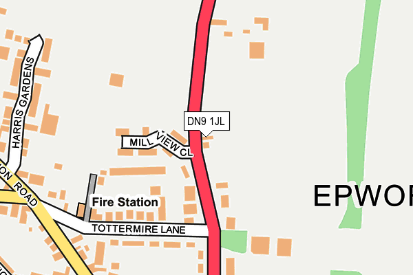 DN9 1JL map - OS OpenMap – Local (Ordnance Survey)