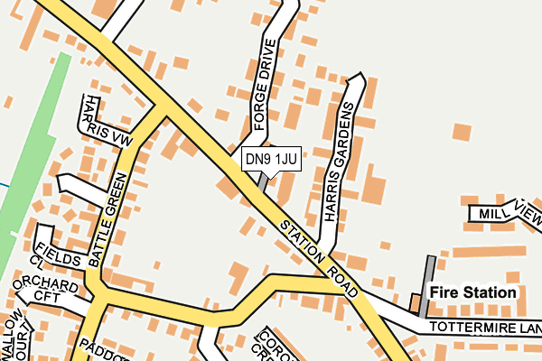 DN9 1JU map - OS OpenMap – Local (Ordnance Survey)