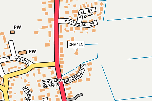 DN9 1LN map - OS OpenMap – Local (Ordnance Survey)