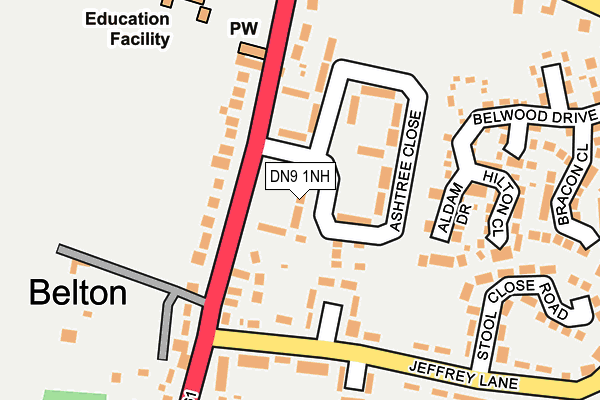 DN9 1NH map - OS OpenMap – Local (Ordnance Survey)