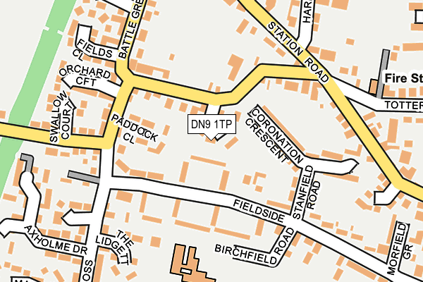 DN9 1TP map - OS OpenMap – Local (Ordnance Survey)