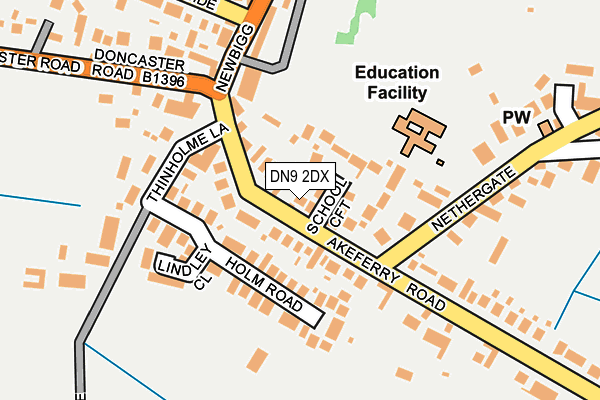 DN9 2DX map - OS OpenMap – Local (Ordnance Survey)