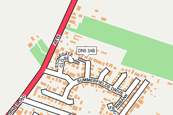 DN9 3AB map - OS OpenMap – Local (Ordnance Survey)