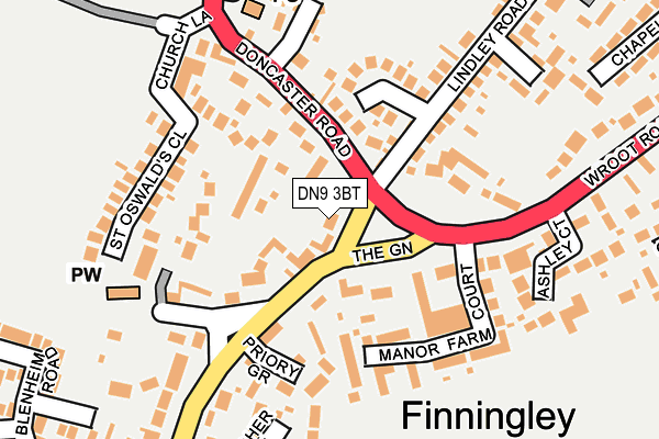 DN9 3BT map - OS OpenMap – Local (Ordnance Survey)