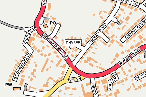 DN9 3EE map - OS OpenMap – Local (Ordnance Survey)
