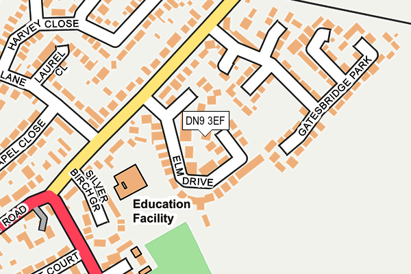 DN9 3EF map - OS OpenMap – Local (Ordnance Survey)