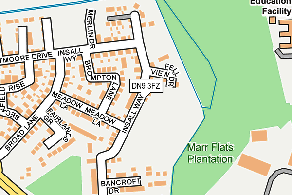 DN9 3FZ map - OS OpenMap – Local (Ordnance Survey)